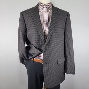 Turnbury Men's Sport Coat‎ Blazer Two Button Gray Checked Wool Size 46R